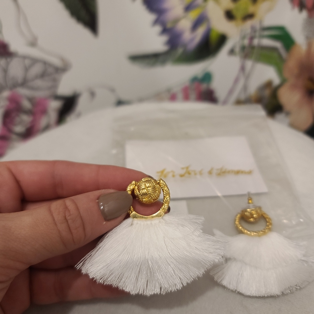 For Love of Lemons earrings || white fringe